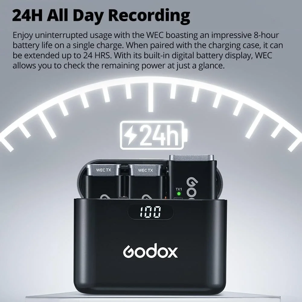 GODOX 2.4GHz Wireless Microphone System Kit2‎ w/ Noise Cancel & 200m Range